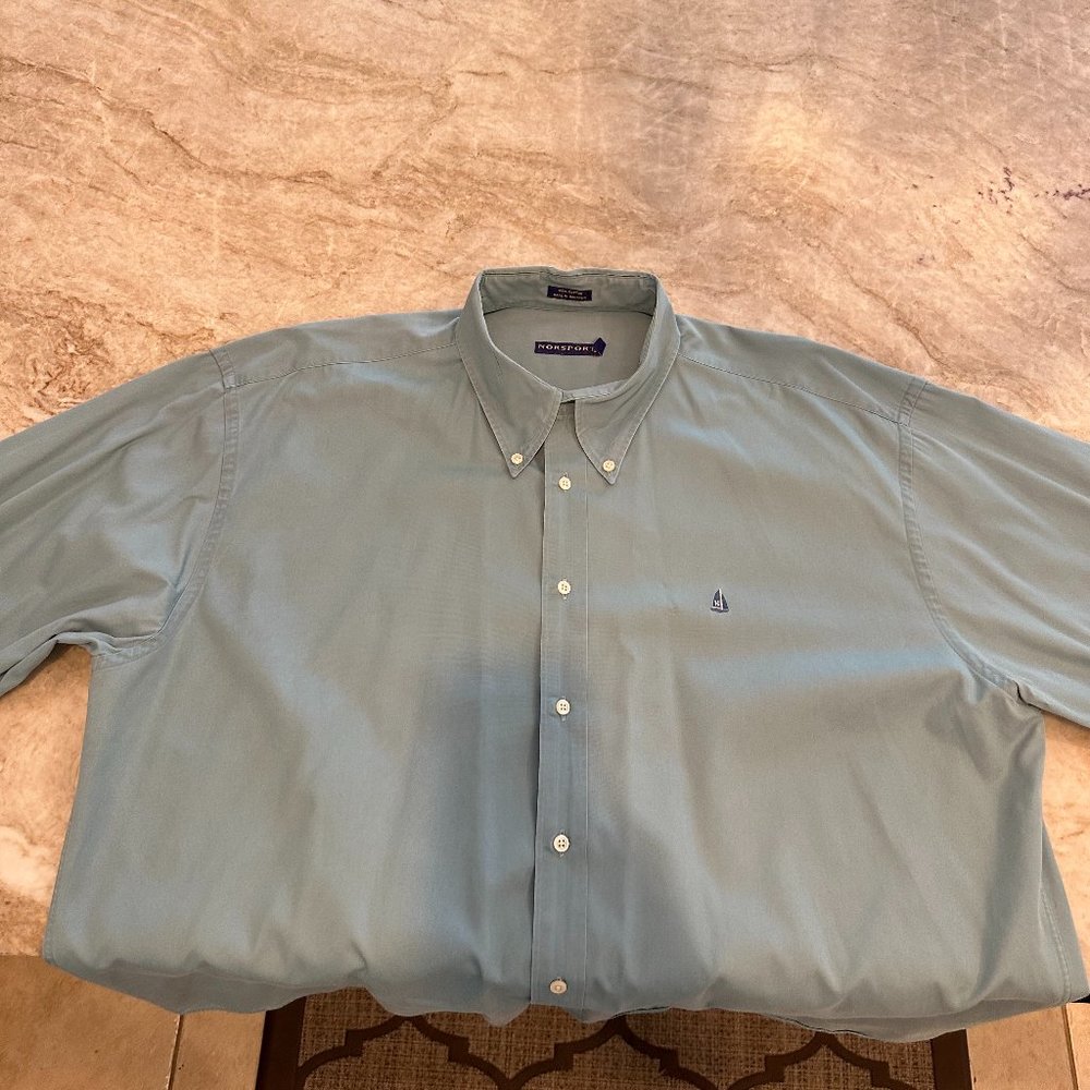 Nordstrom Norsport sailboat button down shirt Aquamarine blue-  XXL 18.5 36/37